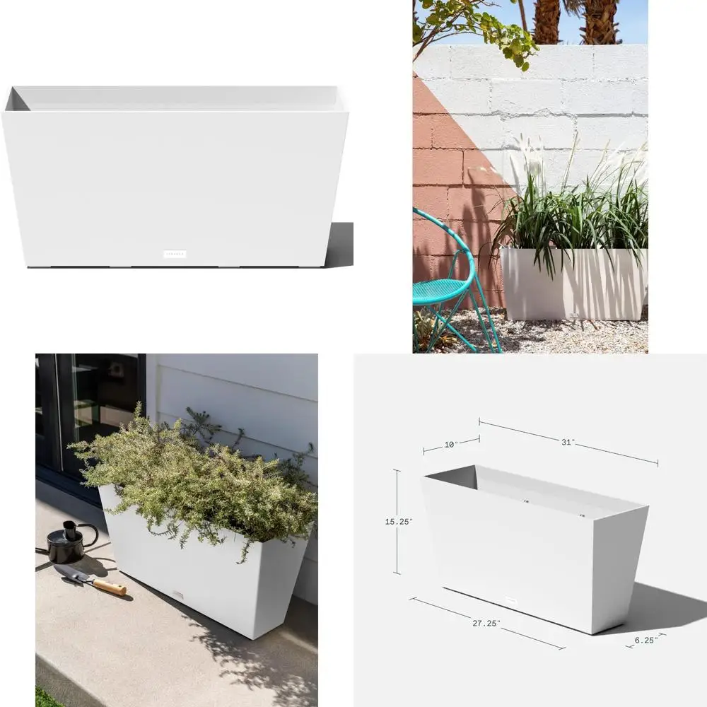 

Large Rectangular Outdoor/Indoor Trough Planter - Durable Weather-Resistant Deck/Porch Pot for All Seasons