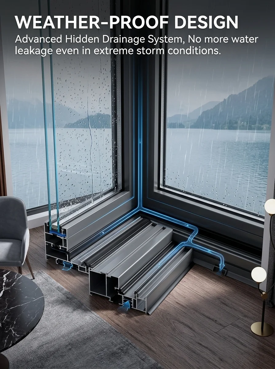 

Окна с терморазрывом из алюминия с горизонтальными жалюзи для жилых домов