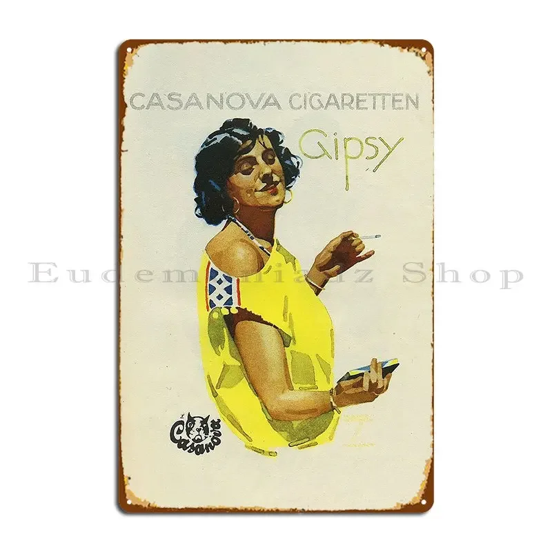 Casanova Cigaretten Gipsy-letrero de Metal para garaje, diseño divertido, decoración de pared, placas, cartel de estaño