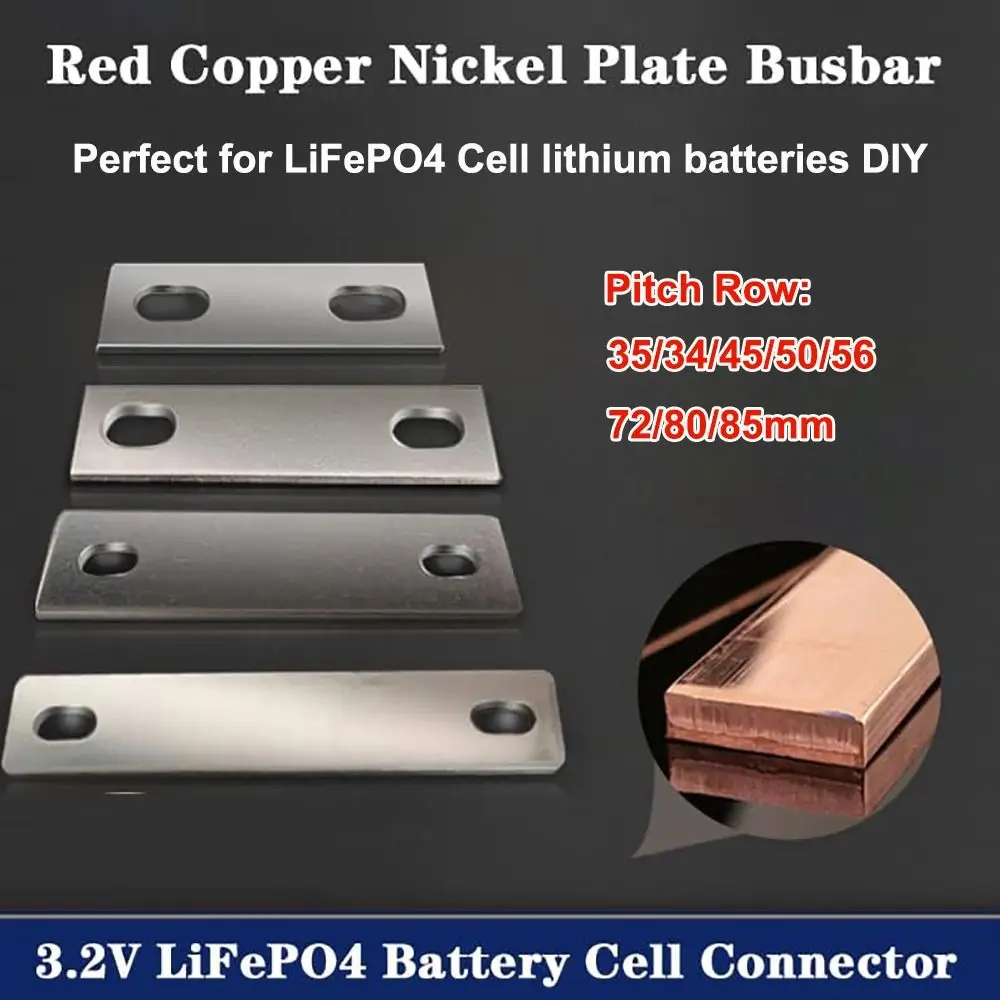 New M6 Bus Bars Connector Flat Nickel-plated Copper Battery Busbar Busbar Connector Lifepo4 Cell Lithium