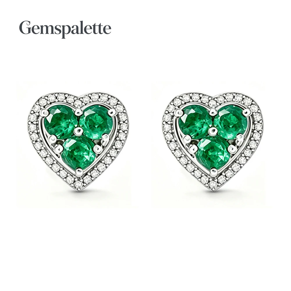 Natural Emerald Heart Stud Earrings For Women 925 Sterling Silver Gemstone Earring Luxury Fine Jewelry Wedding Anniversary Gift