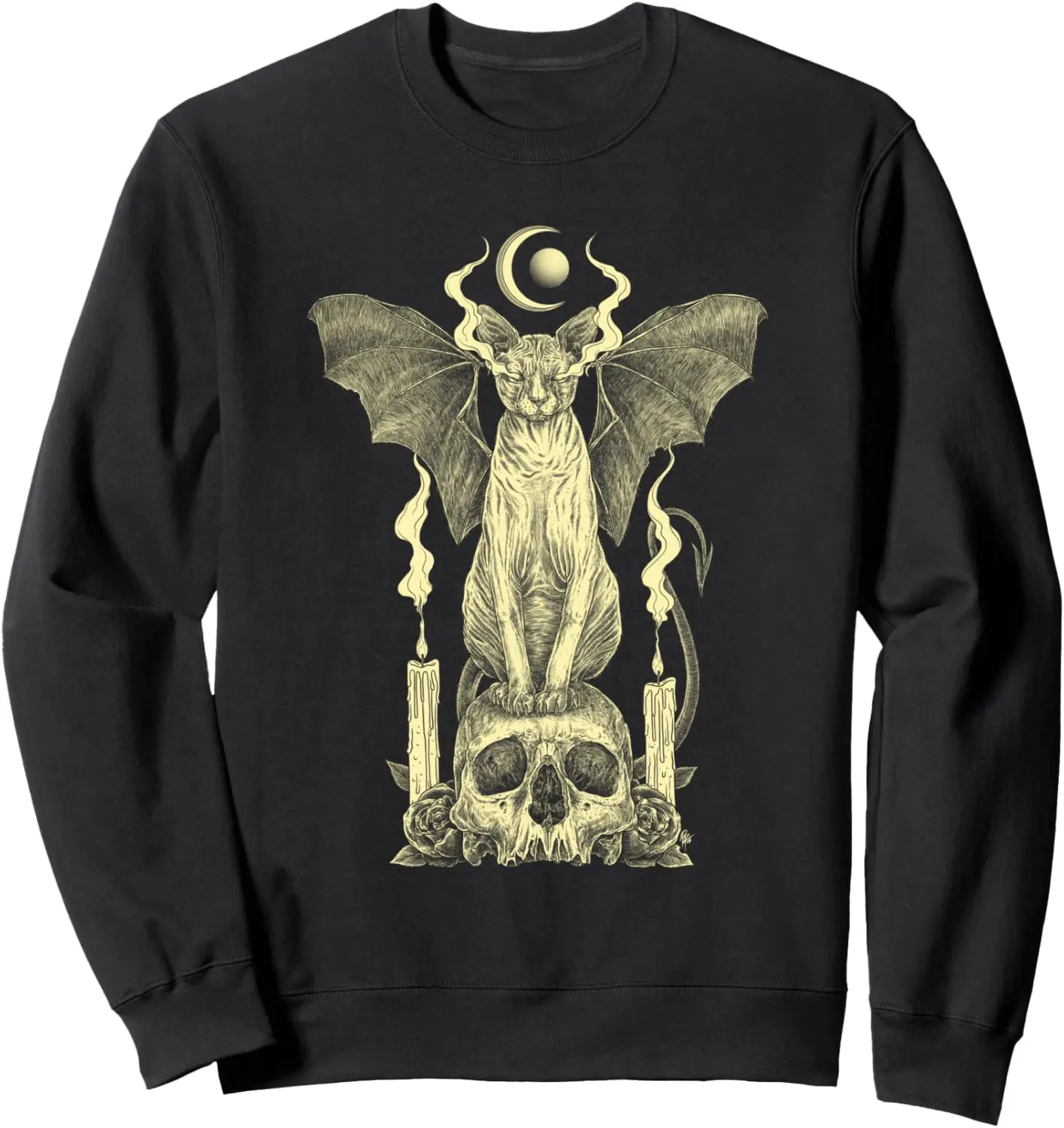 Evil Sphynx Cat Bat Skull Wicca Gothic Goth Witchcraft Witch Sweatshirt