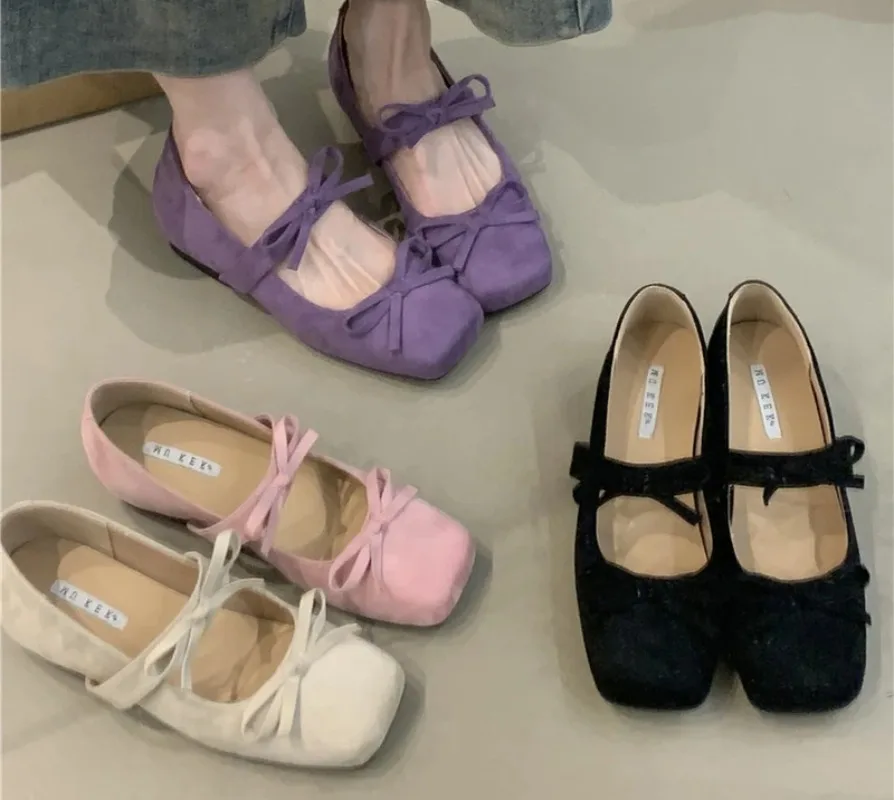 

Internal Elevation Women Mary Jane Flats Shoes Fashion Butterfly-knot Shoes Laides Comfort Soft Sole Slip On Shoes