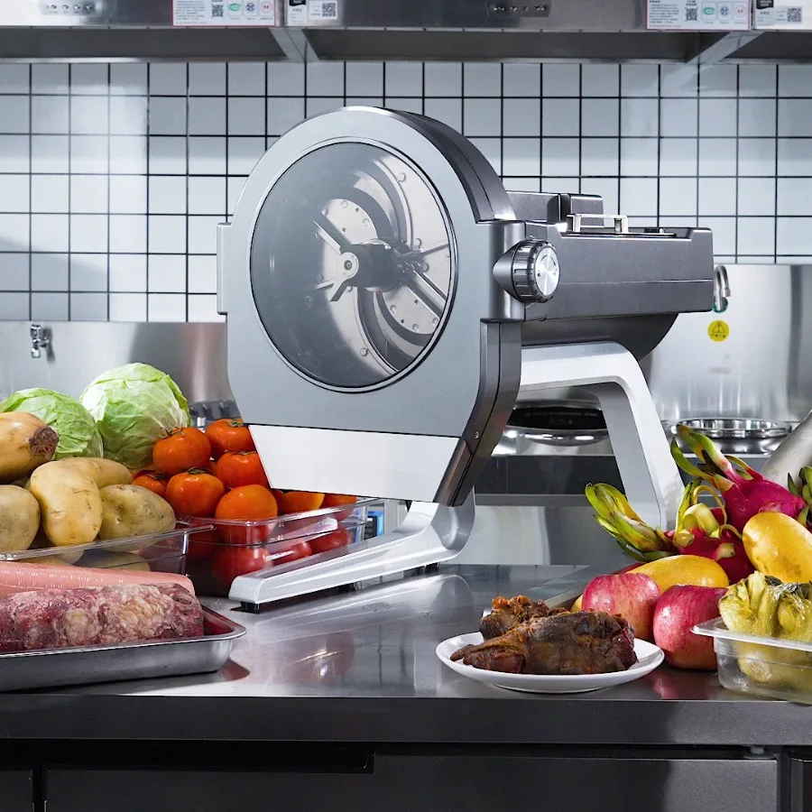 Commercial professional multifunctional stainless steel electric slicing and dicing machine for catering stores is multi-purpose