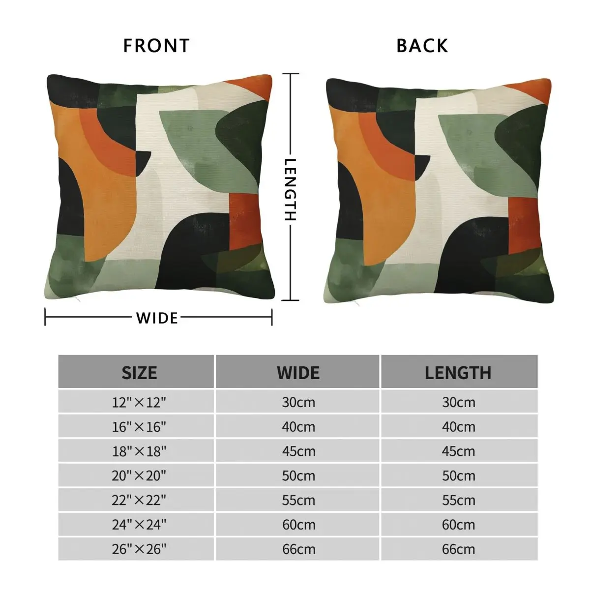 Earthy Composition Olive Rust Tones Pillowcase Polyester Linen Velvet Printed Decorative Throw Pillow Case Car Cushion Cover 18