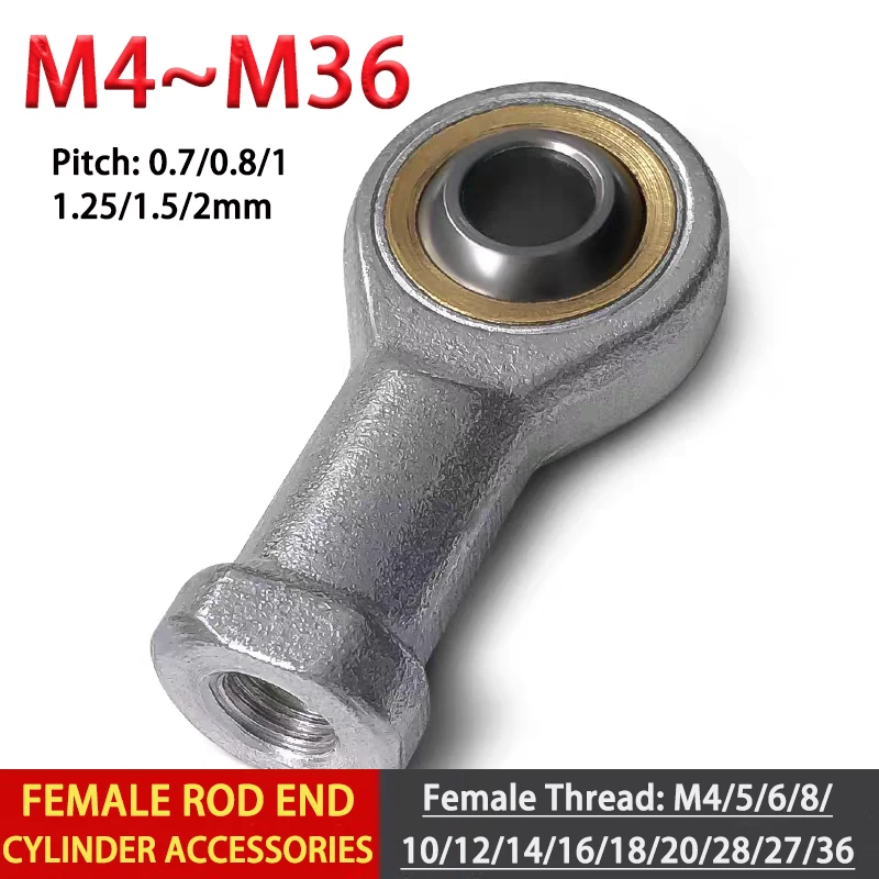 1Pcs M4 M5 M6 M8 M10 M12 M16 M18 M20 M25 M27 M36 Female Thread Rod End Bearing Spherical Joint Linkage for Pneumatic Cylinder