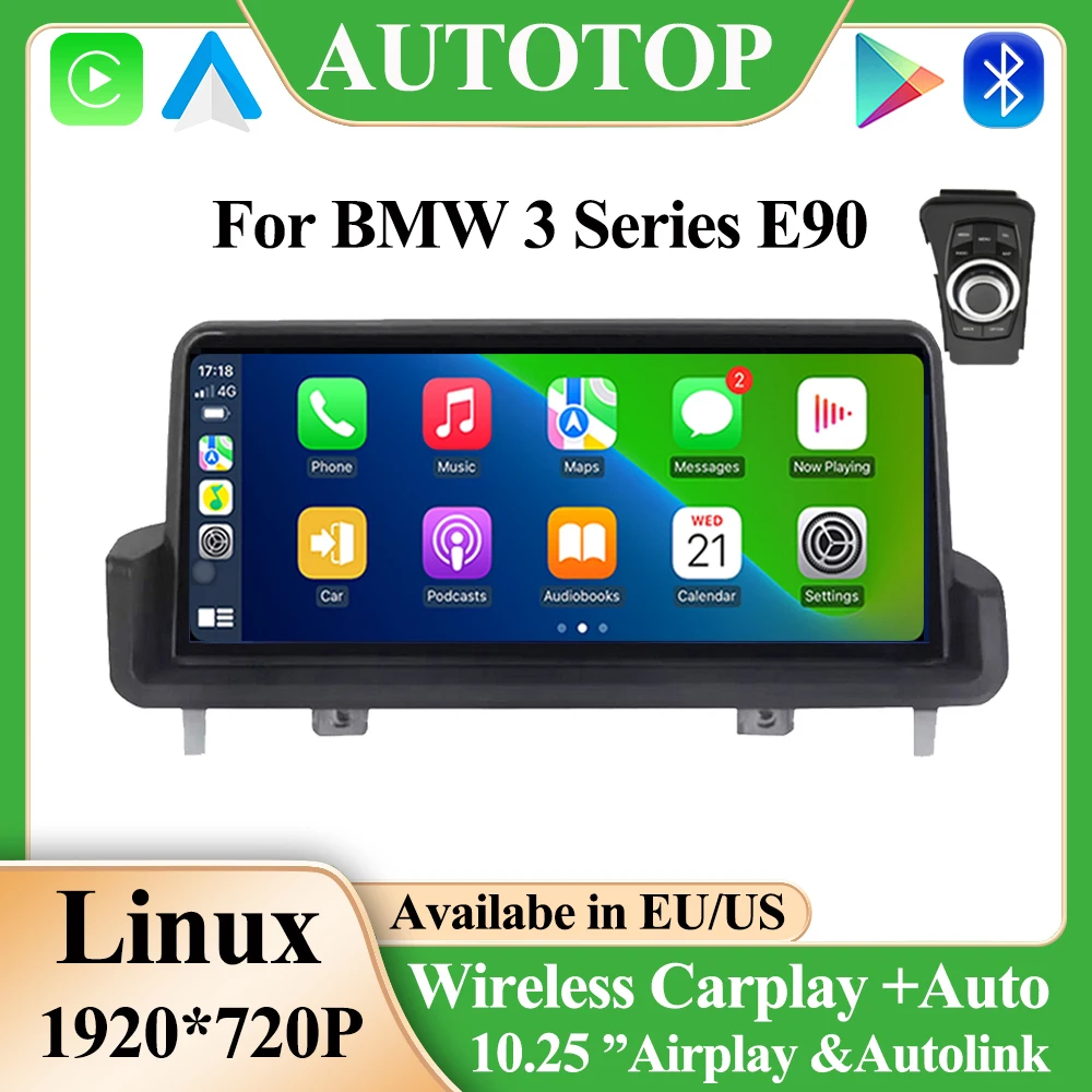 

AUTOTOP 10.25" 1920*720P Touch Screen Linux Carplay For BMW E90 E91 E92 E93 2005-2012 Multimedia Radio Android Auto Reverse Cam