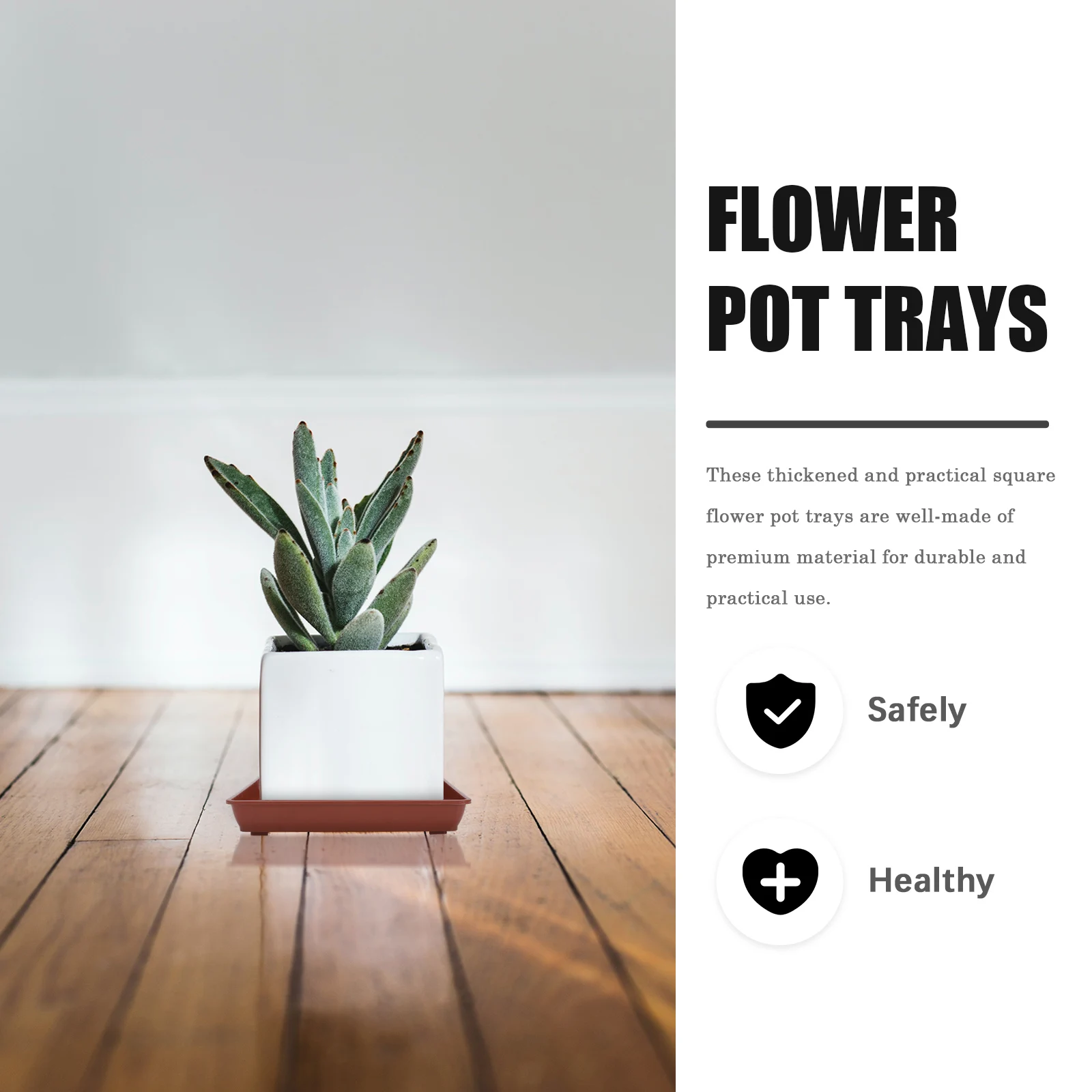 

4Pcs Plastic Plant Pot Trays Heavy Duty Square Flowerpot Bottom Trays for Home Office Balcony Potted Plant Garden Use