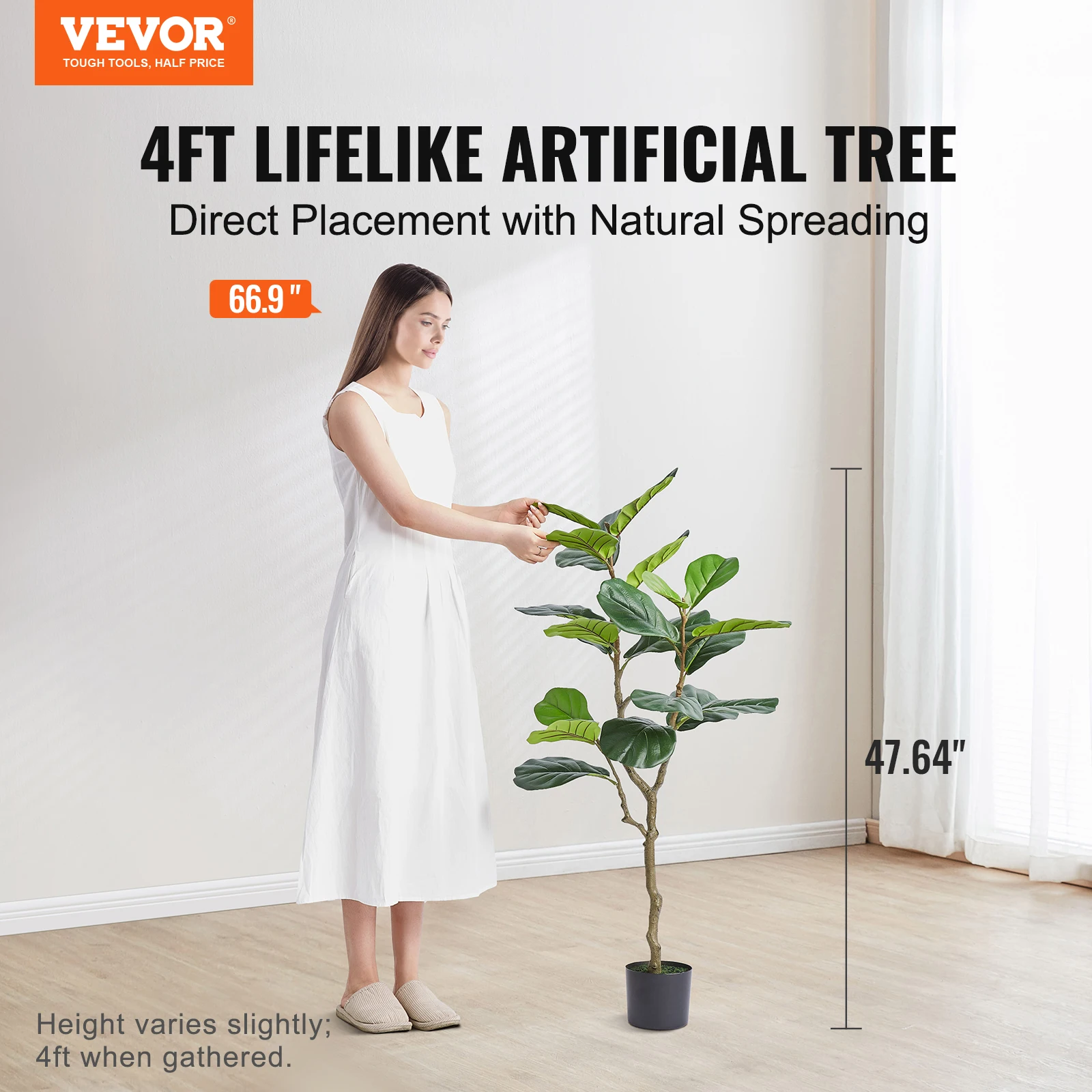 VEVOR Artificial Olive Tree 4/5/6 FT Tall Faux Plant Secure PE Material & Anti-Tip Tilt Protection Low-Maintenance Tree for Home