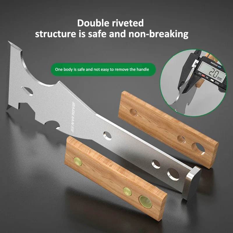 1PCS Japanese Style Dust Scraper Multifunctional Stainless Steel Putty Spatula Shovel With Wooden Handle Home Wall Decor Tools