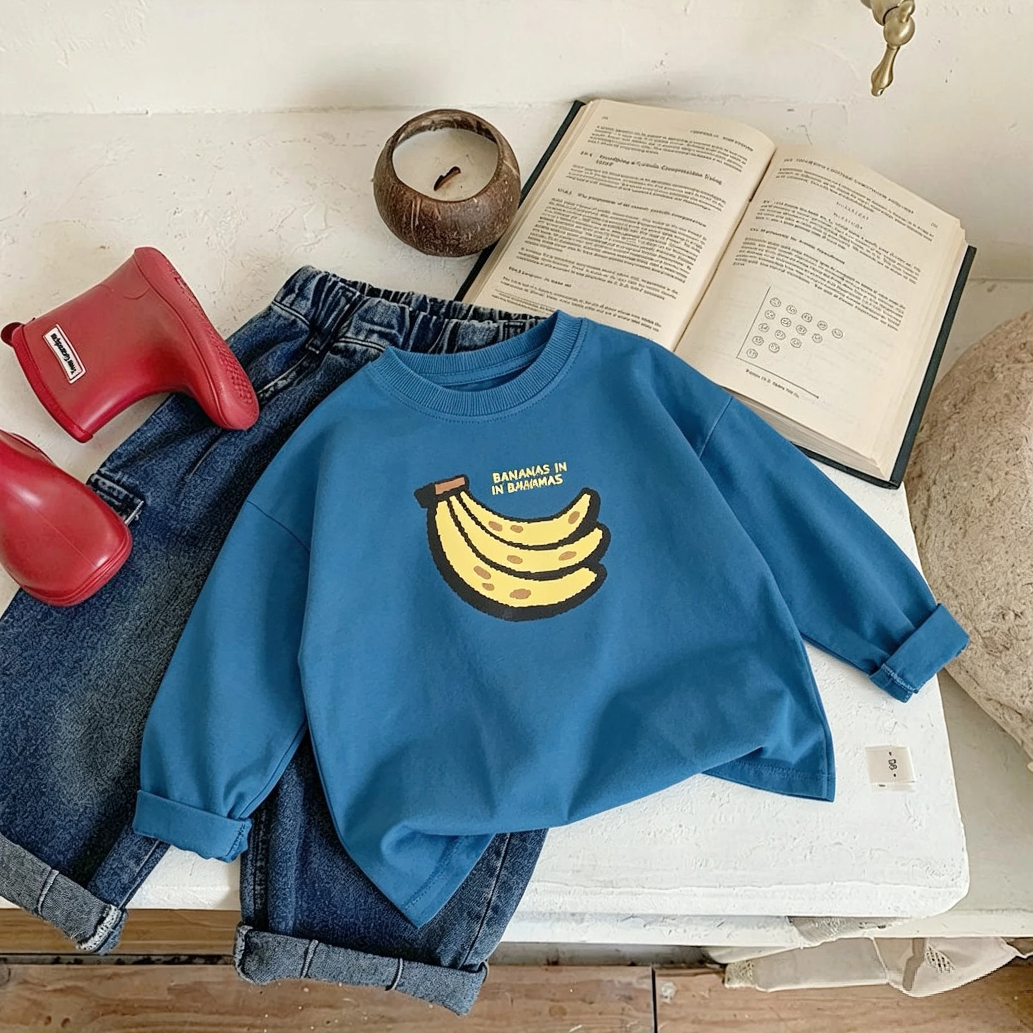 Einfarbiges, bedrucktes, lässiges Langarm-T-Shirt für Babymädchen, Oberteile, Herbstkleidung, modisch, vielseitig, Kinder-O-Ausschnitt-Unterhemd, Bluse – Detail 3