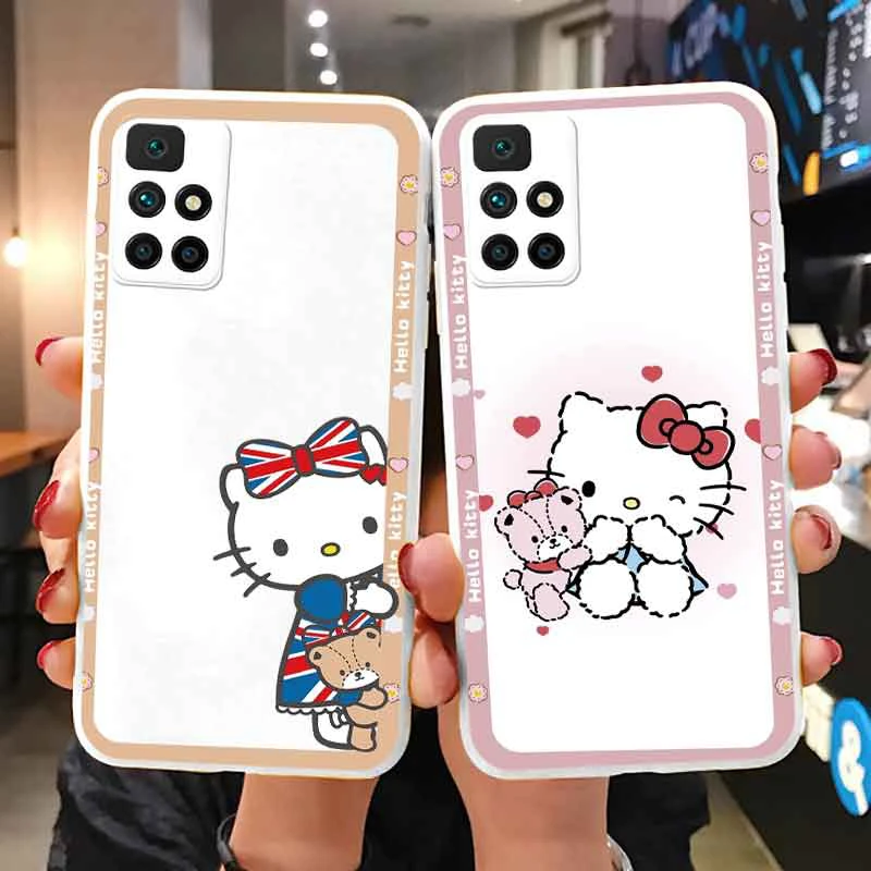 Funda de teléfono de dibujos animados para Xiaomi Redmi 10 2022, bonita funda trasera anticaída de silicona Cinnamoroll Kuromi Hello Kitty a prueba de golpes
