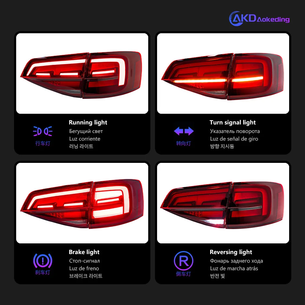 Tail Lamp For VW Jetta 2015-2018 Jetta Mk6 Tail Lights Led Fog Lights DRL Daytime Running Lights Tuning Car Accessories