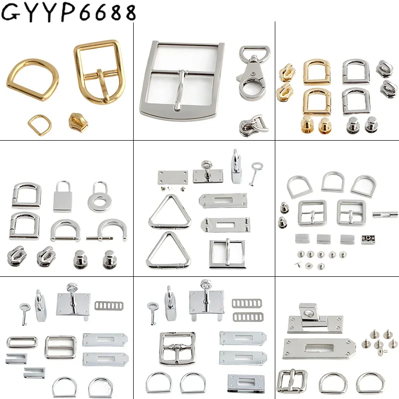 1/5/10Sets Silver,Gold Zinc Alloy Metal Whole Set Of Locks For Handbag Shoulder Bags Turn Clasp Lock Buckle Hardware Accessories