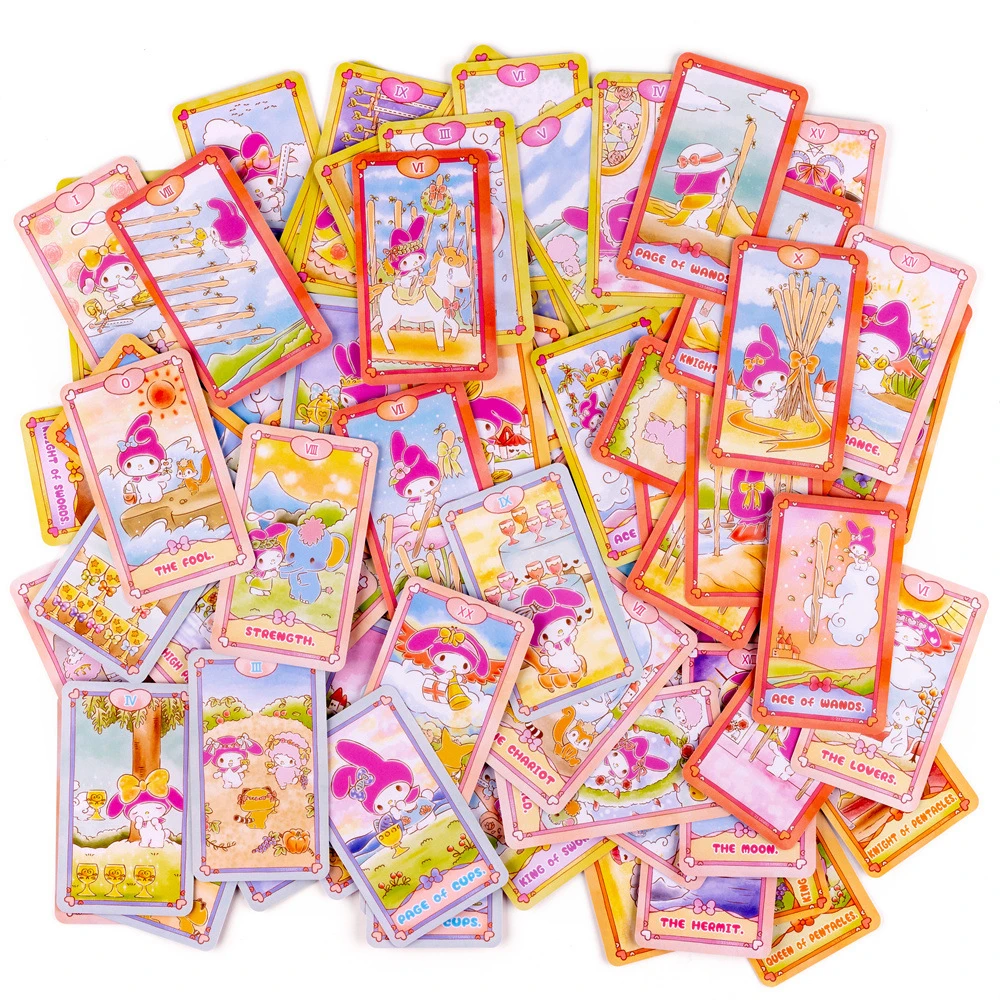 Tarot Kuromi Cinnamoroll Melody Cards Divination Star sign Hello Kitty Sanrio Melody 78 Cards Board Game Deck Oracle Card Party