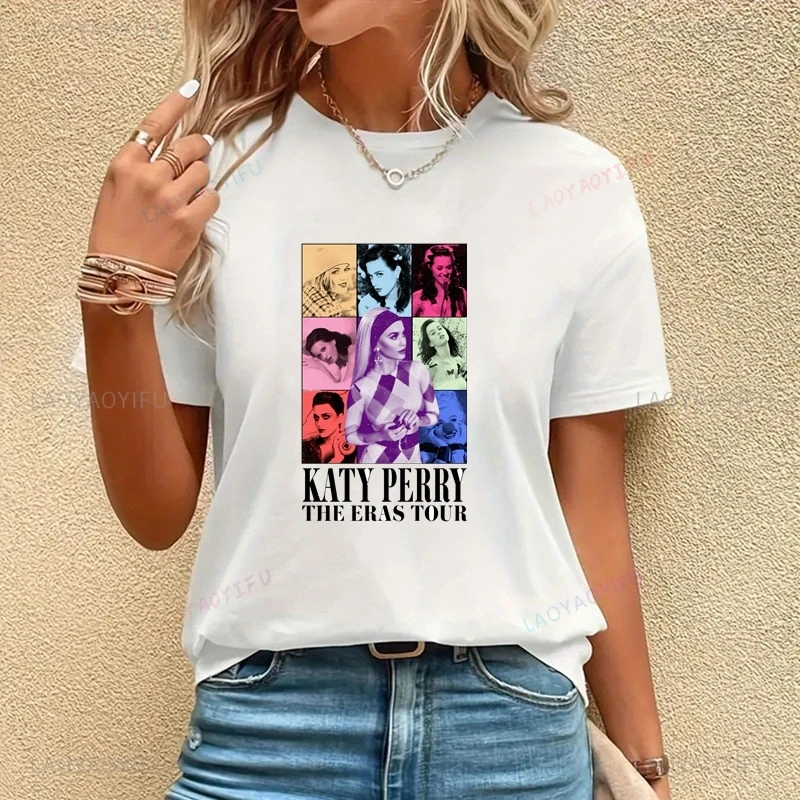 Famous Singer Katy Perry Classic Poster Fashion Print T-shirt, Unisex Casual Streetwear, Spring/summer Top Cotton T-shirt