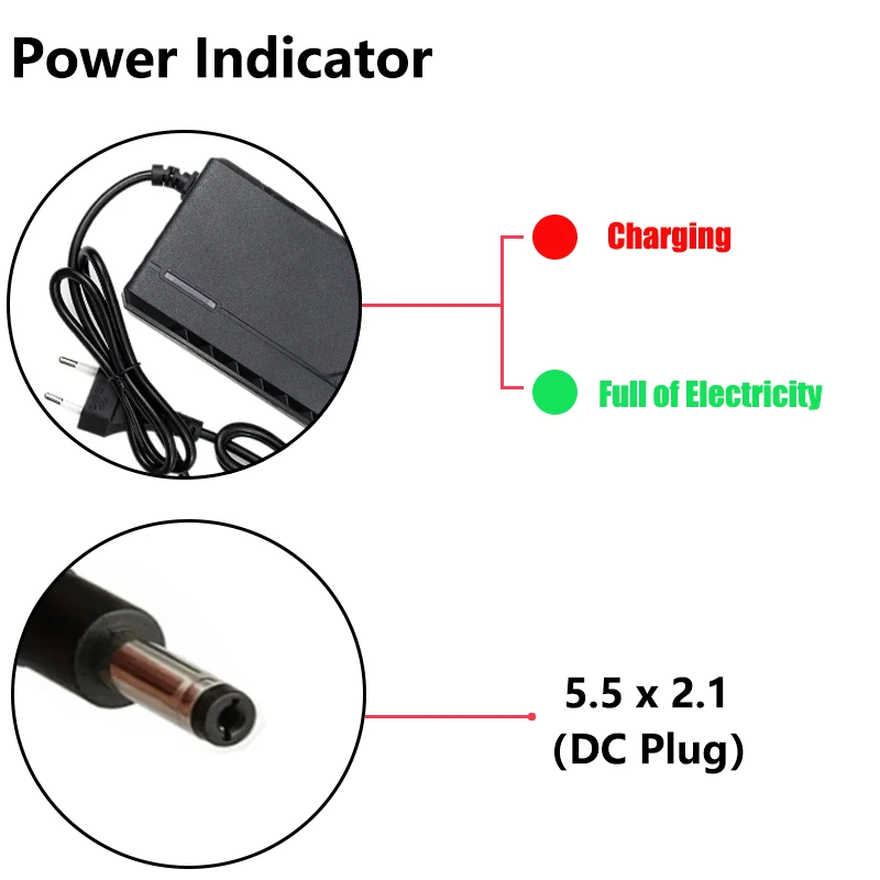 36V 2A Li-ion Battery Charger for 42V 2A Lithium-ion Battery Pack Charger Intelligent Fast Charging Charger EU/US Plug