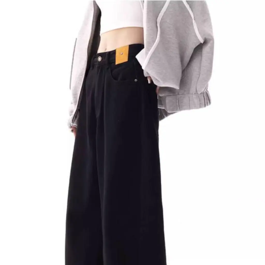 

KENH2024 Women's High Waist Straight Leg Jeans Slimming Loose Fit for Spring Autumn American Style Casual Wide Leg Pants
