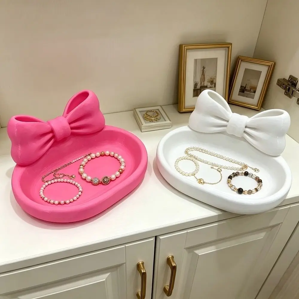 3D Printed 3D Printed Bow Storage Box Bowknot Love Heart Shell Shape Bow Jewelry Tray Large Capacity Plastic Jewelry Storage Box