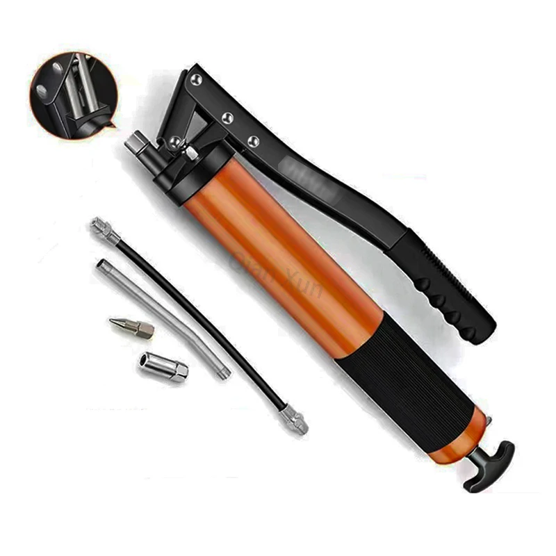 Professional Oiling Tool Enhanced Double Piston 10000PSI Grease Gun Pistol Grip 600cc Lubrication With Metal Extension