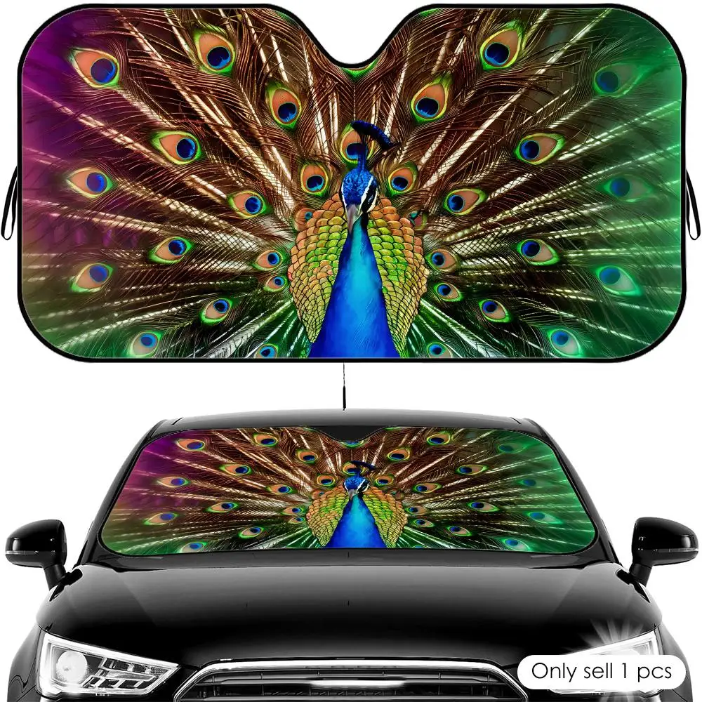 Peacock Display Design Sun Visor Foldable Universal Car Windshield Sun Shade UV Protection Heat Insulation Foldable Cover