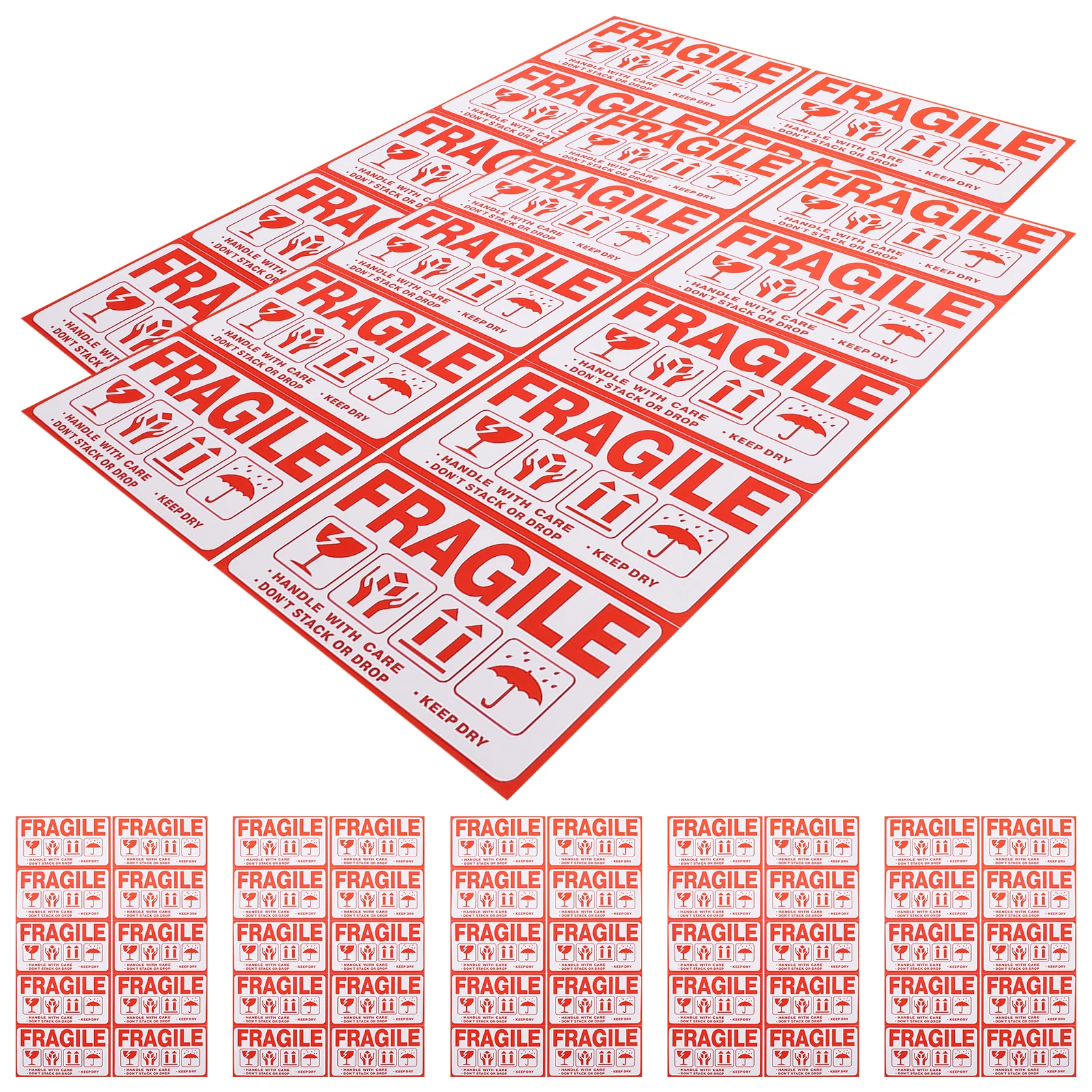 

20 Sheets Fragile Warning Labels Sticky Shipping This Stickers Adhesive Red Glass