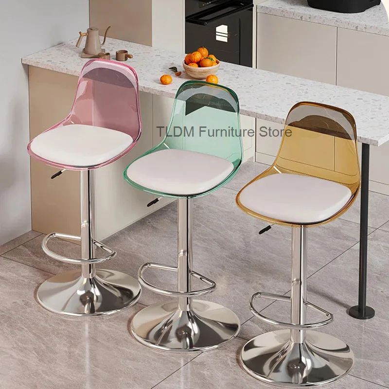 Minimalist Modern Bar Stools Plastic Swivel Counter Accent Designer Height Bar Chairs Aesthetic Relaxing Sillas Salon Furniture