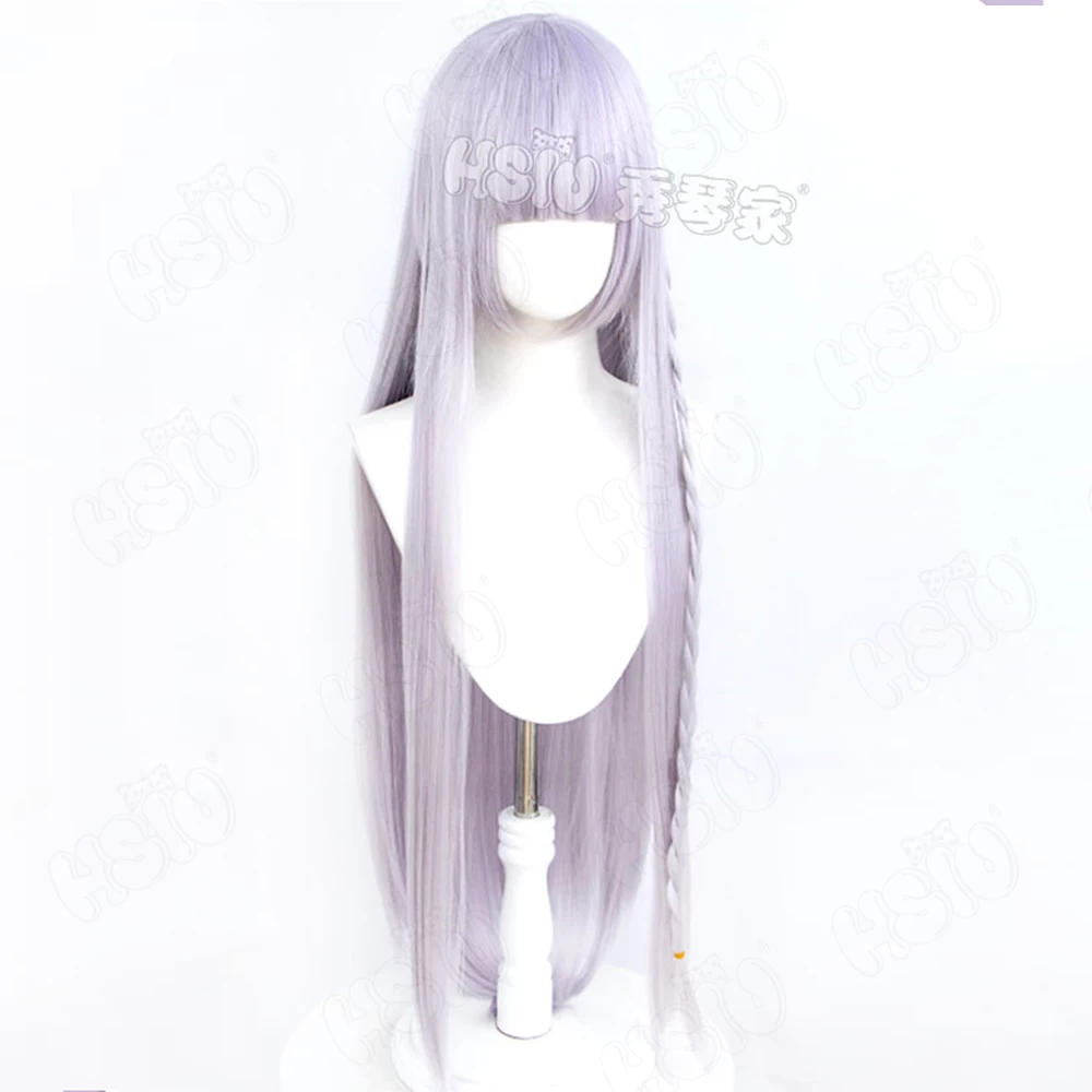 Perruque de Cosplay de l'Anime Kirigiri Kyoko, Cheveux Longs Gris Clair Violet, Perruque de Jeu