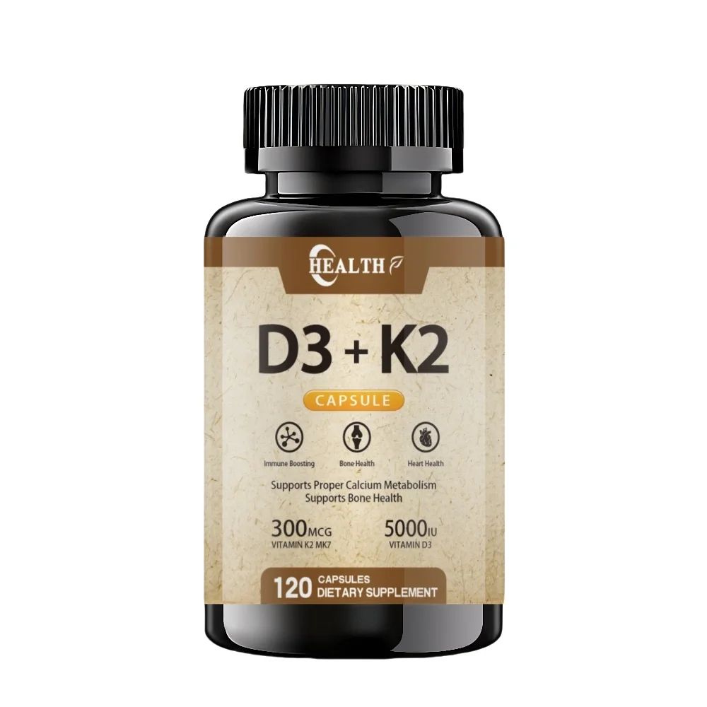 Shengsu K2 (mk7) (100mcg)+vitamin D3 (5000 Iu) 120 Capsules - Gluten Free And Non Gmo