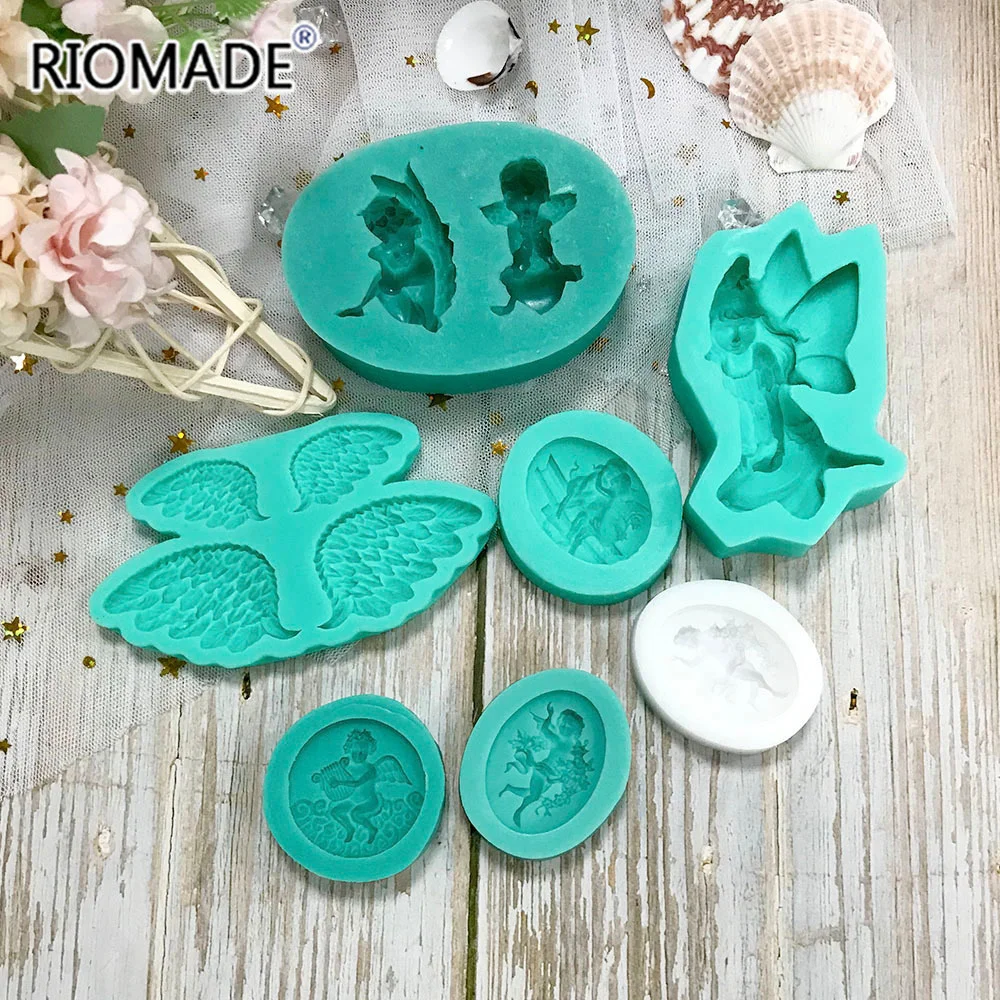 Engel Serie Fondant Silikonform Amor Flügel Modell Zucker Cupcake Schokolade Backen Kuchen Werkzeuge handgemachte Ton Harz machen Form – Detail 2
