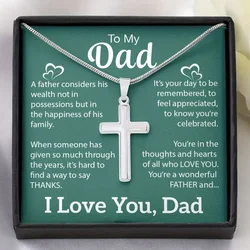 Fathers Day Gift From Daughter Son, Daddy Birthday Gift, Father Cross Necklace, Message Card For Dad, Christian Gift For Dad