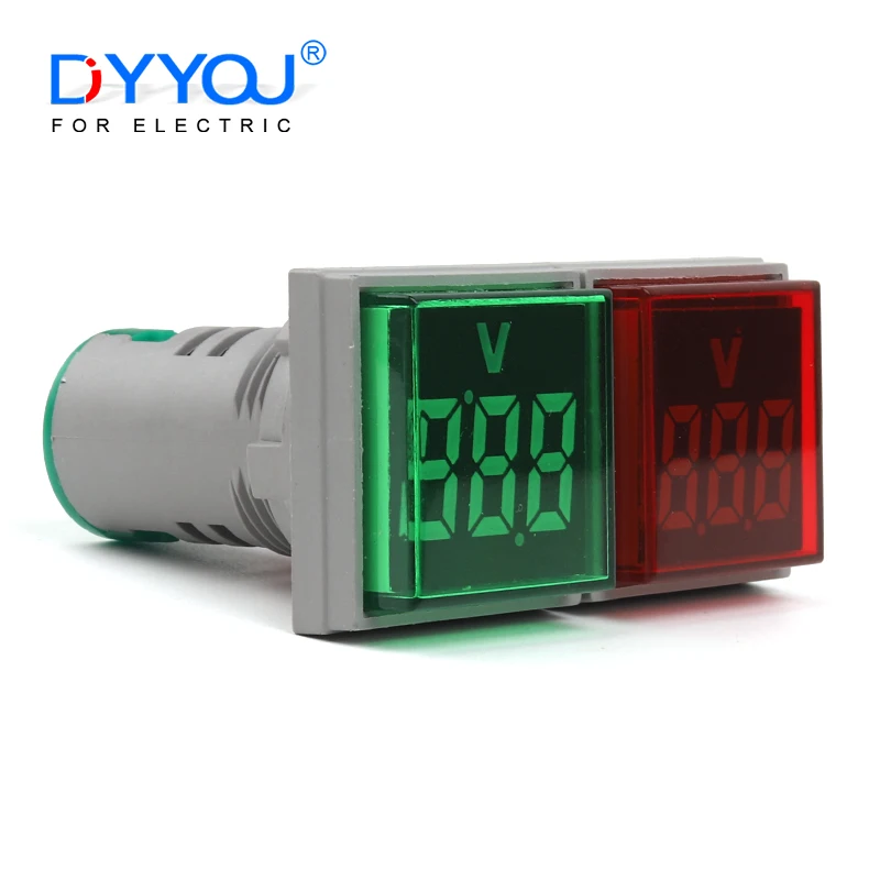 

22mm Square Voltmeter Digital Voltage Tester Monitor LED Display Voltmeter Indicator Light Electrical Instruments AC 20V-500V