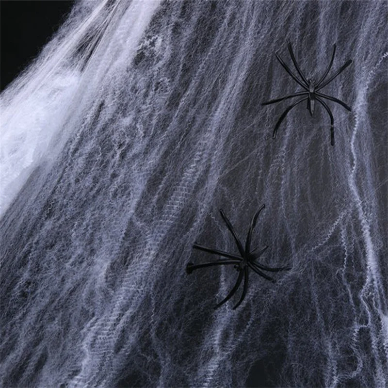 Halloween Decoration Artificial Spider Web Stretchy Cobweb Scary Party Halloween Decoration For Bar Haunted House Scene Props