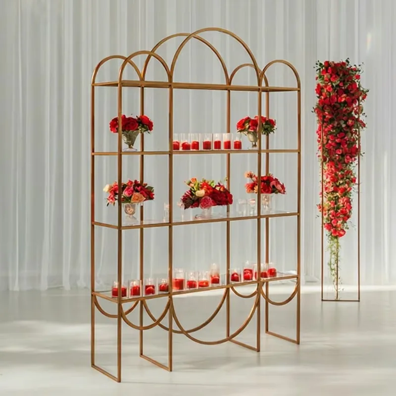 Romantic & Elegant Stainless Steel Gold Wine Glass Shelf 50kg for Bar Events
