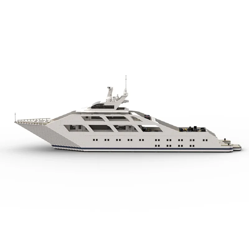 

6297PCS MOC Luxury Super Yacht In Minifigure Size Premium Marine Vessel Boat Model DIY Model Building Blocks Birthday Toys Gift
