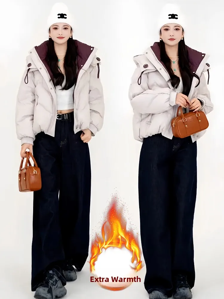 Thiened Faionable Down Cotton Jaet Dames Winter Nieuwe Sle Fce Gevoerde Casual Katoenen Jas Bovenkleding