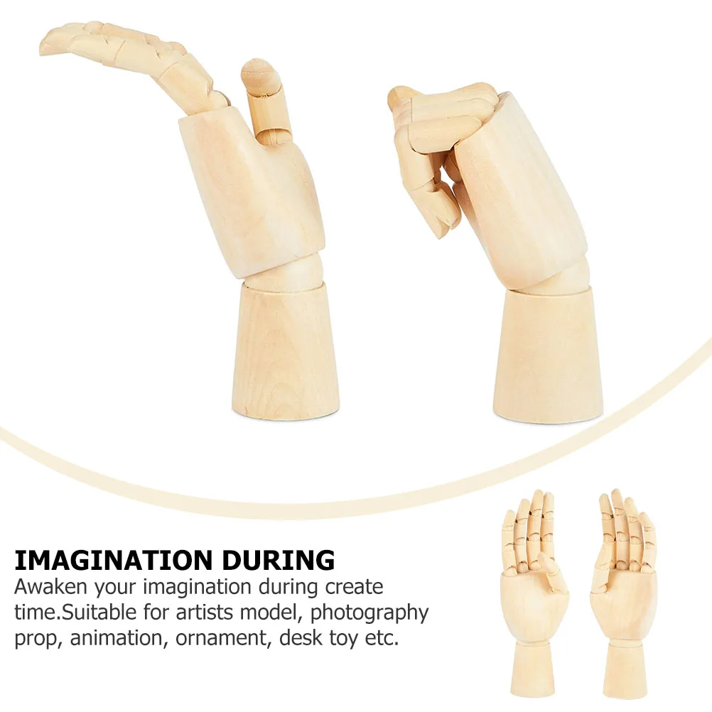 2pcs Wooden Hand Puppet Jointed Sketch Model Craft Decoration Desktop Ornament Kids Learning Educational Tool for Children