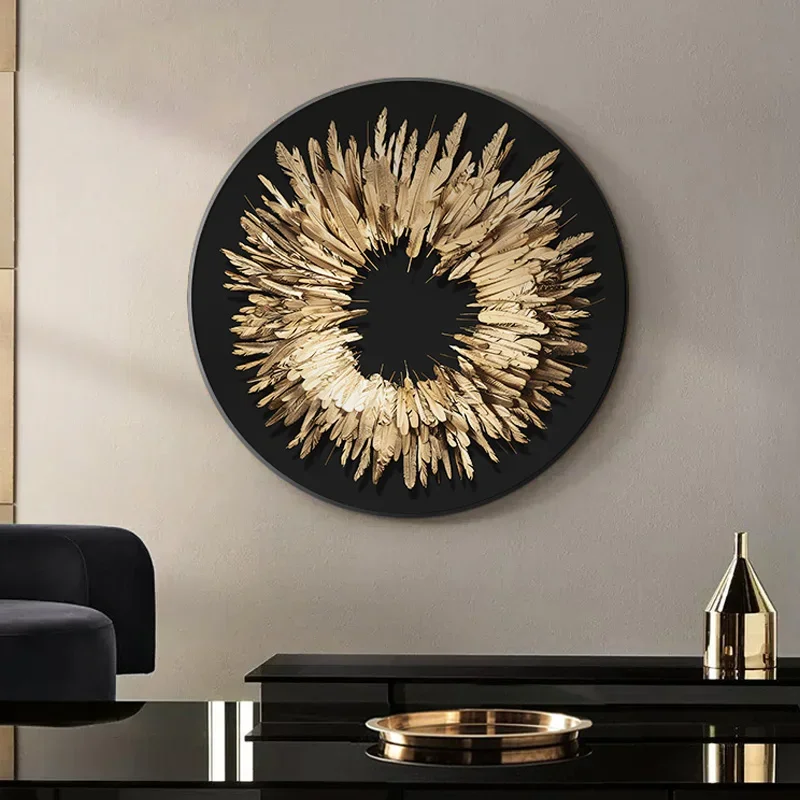 

entrance hanging paintings light luxury living room decorative paintings high-end three-dimensional restaurant