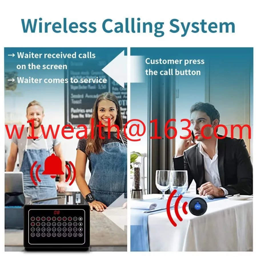 Wireless Restaurant Pager System Queue Service Call