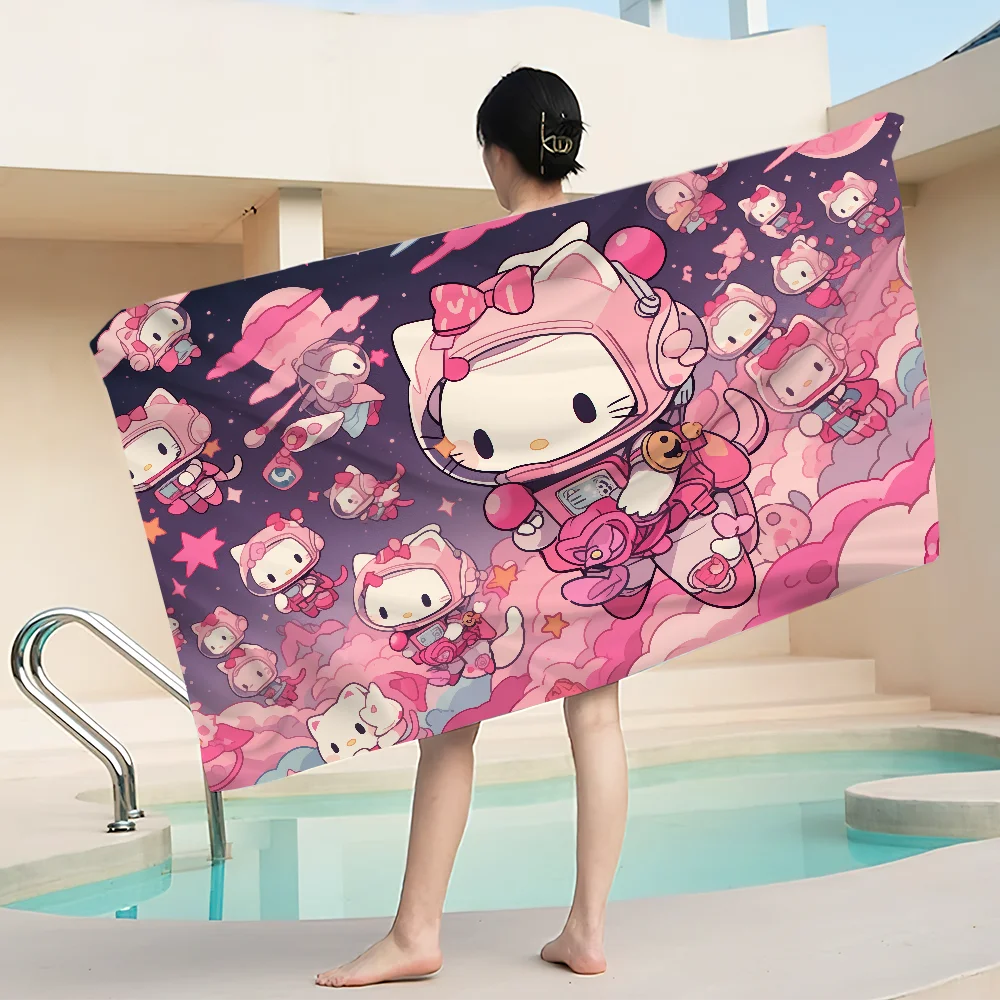 MINISO Sanrio Cartoon Hello Kitty Cute Towel Portable Beach Gym Swimming Home Soft Cotton