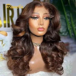 250% Density Body Wave Ombre 4/27 Blonde Colored 13x6 HD Transparent Lace Front Glueless Human Hair Wig Preplucked Ready To Wear