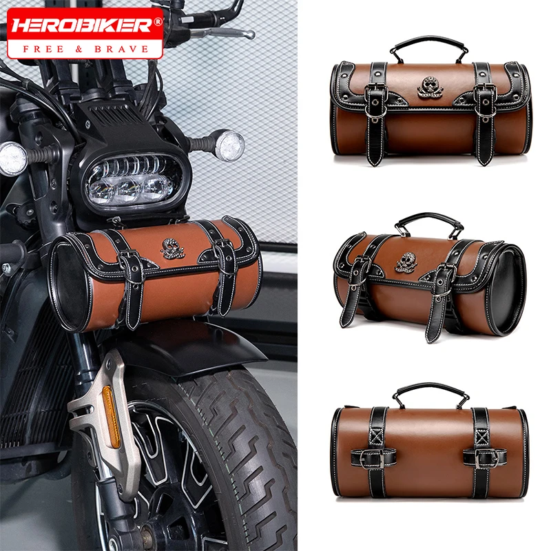 

Hot Punk Motorcycle Bag Collision Color PU Leather Scooter Electric Motorcycle Front Hanging Bag Front Durable Waterproof Bag
