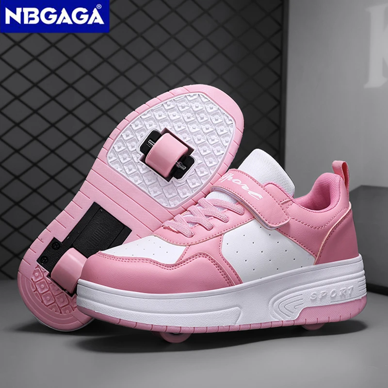 Children's Sport Shoes with Two Wheels And Detachable Wheels Ultra Lightweight Unisex Rolling Skate Shoes For Teenagers Girls