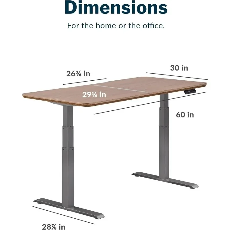 Electric Standing Desk - 60x30 Varidesk, Adjustable Height Stand Up Desk - Dual Motor with Memory Presets