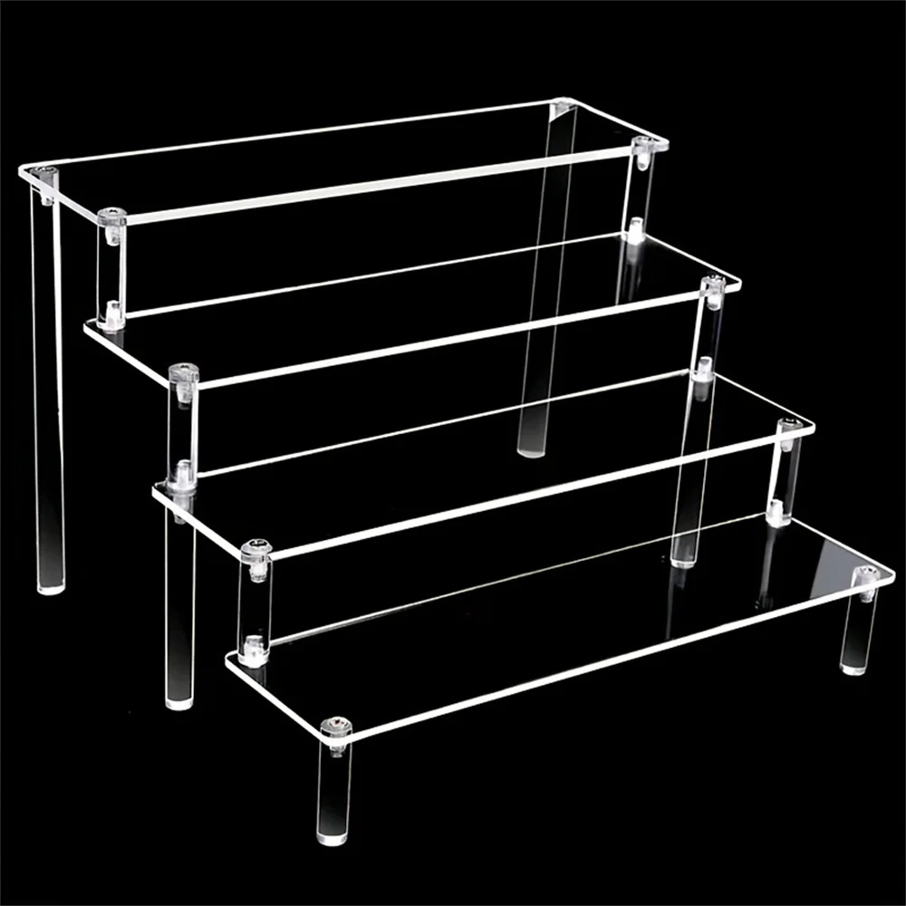 Multi-Layer Acrylic Display Stand Pottery Storage Rack Doll Clay Figurine Display Stand Transparent Ladder Makeup Organization