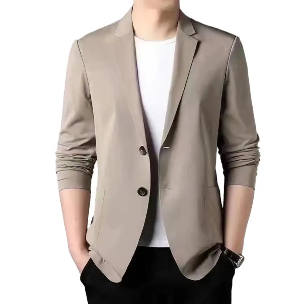 Manteau de costume à revers de couleur unie, veste de costume élégante pour hommes avec col à revers