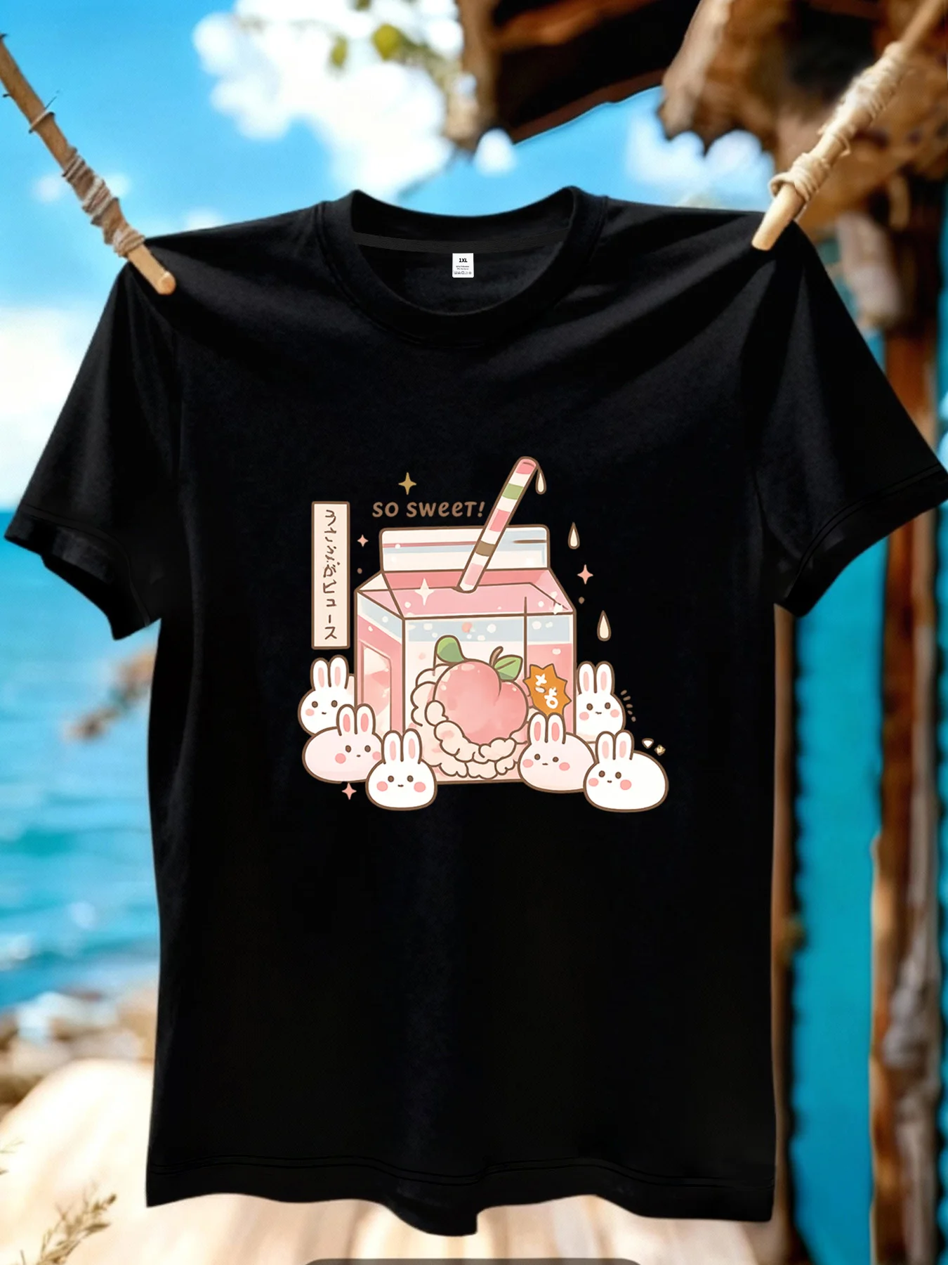 

【YJ01213】Женская футболка больших размеров с милым мультяшным принтом кролика, летняя повседневная футболка с коротким рукавом, модная универсальная одежда