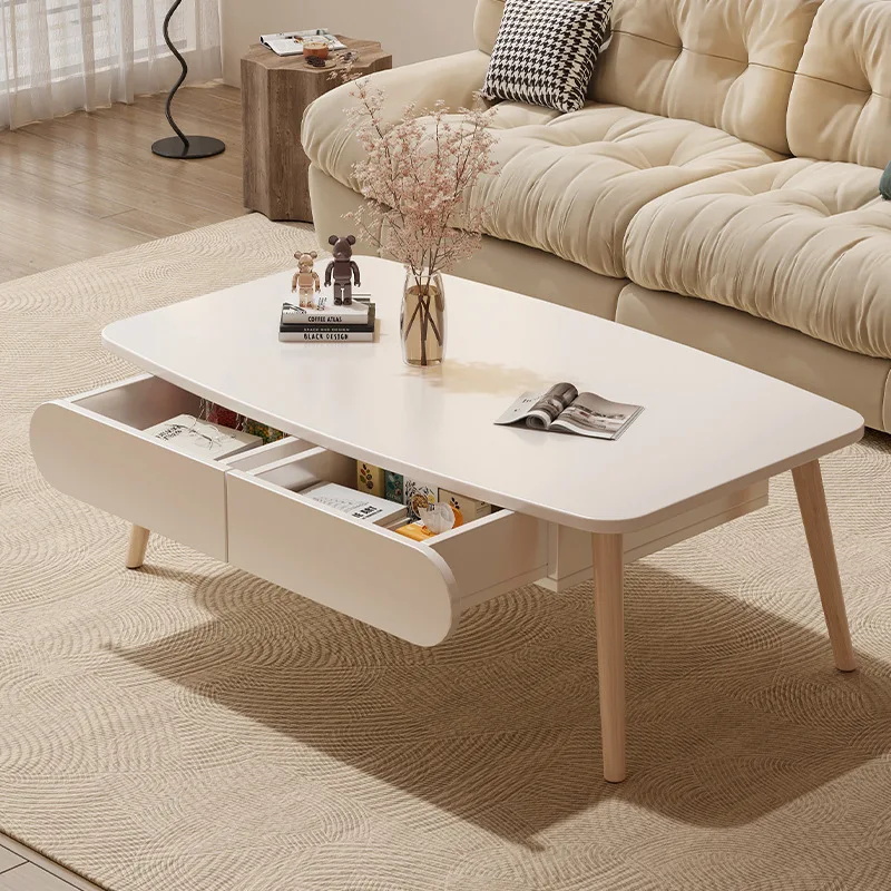 Mesa de centro moderna de madera con patas de madera maciza, mesa baja minimalista para sala de estar, dormitorio, balcón, decoración del hogar de espacio pequeño