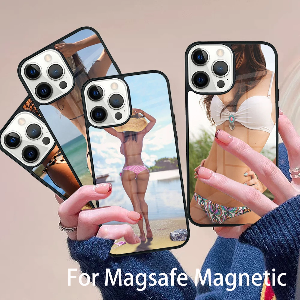 

Beach Booty Bikini Girl Phone Case Magesafe Magnetic Wireless Charge Cover For IPhone 16 11 12 13 14 15 Pro Max Plus Mini