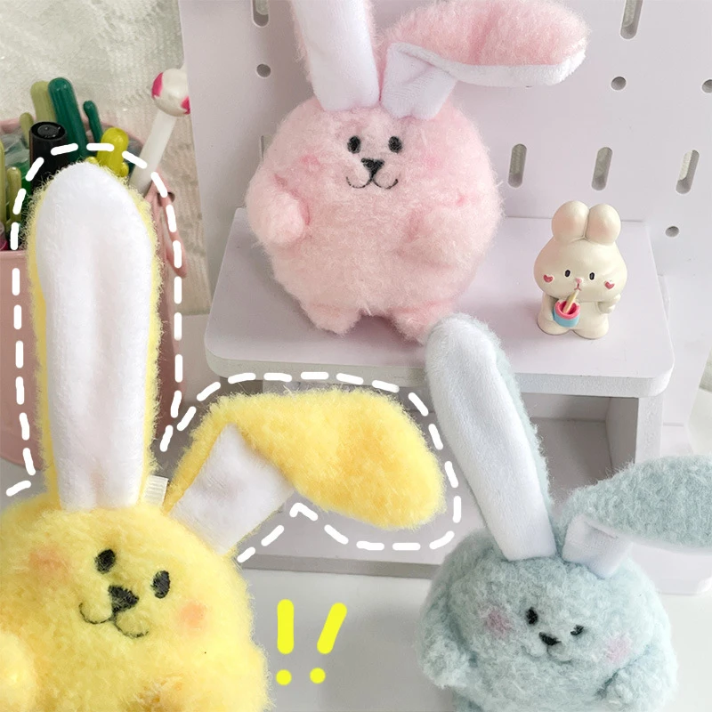 Kawaii Long Ear Rabbit Keychain Cute Plush Soft Stuffed Doll Bag Key Ring Pendant Women Girls Birthday Gift